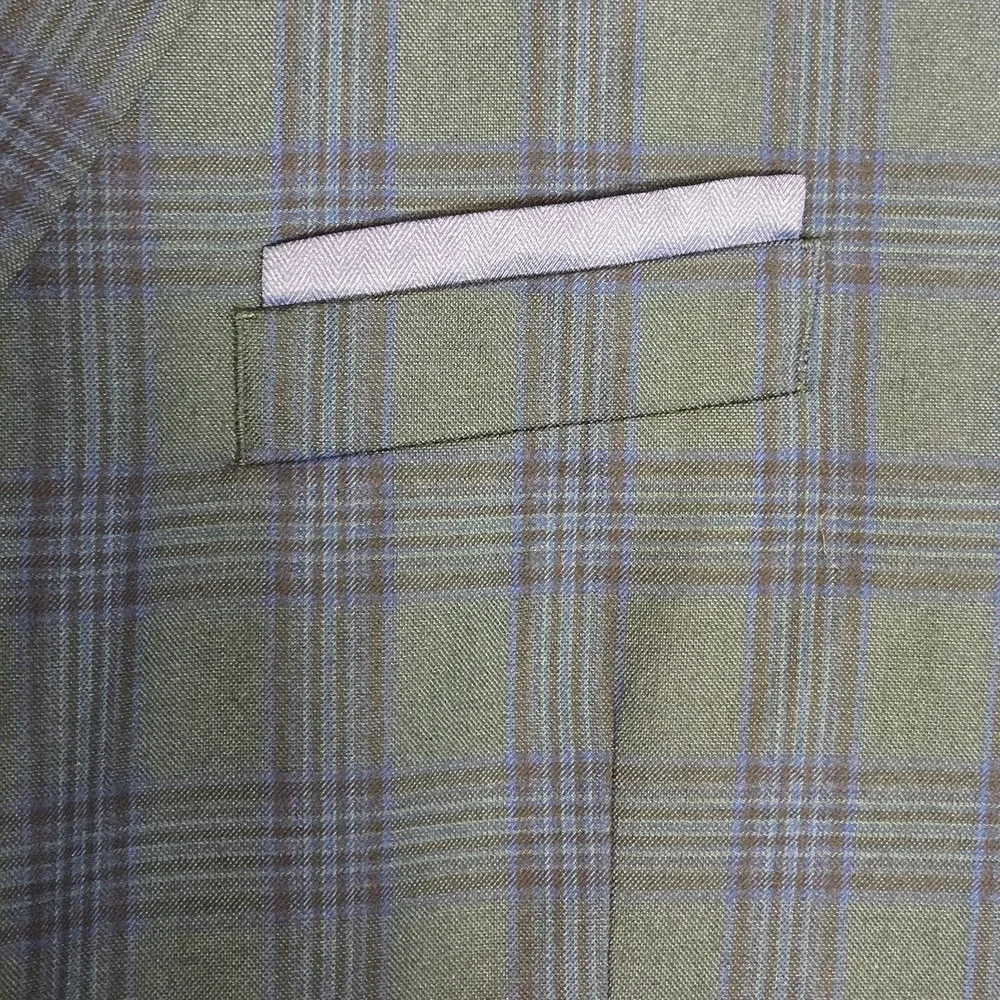 Oak Hill Sport Coat Men's 3XL Green‎ Blue Plaid 2 Button Blazer Jacket